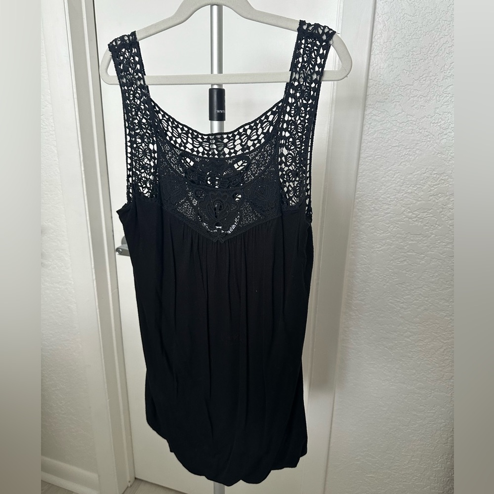 Charlotte Russe Crochet Tank Top Black Size Small